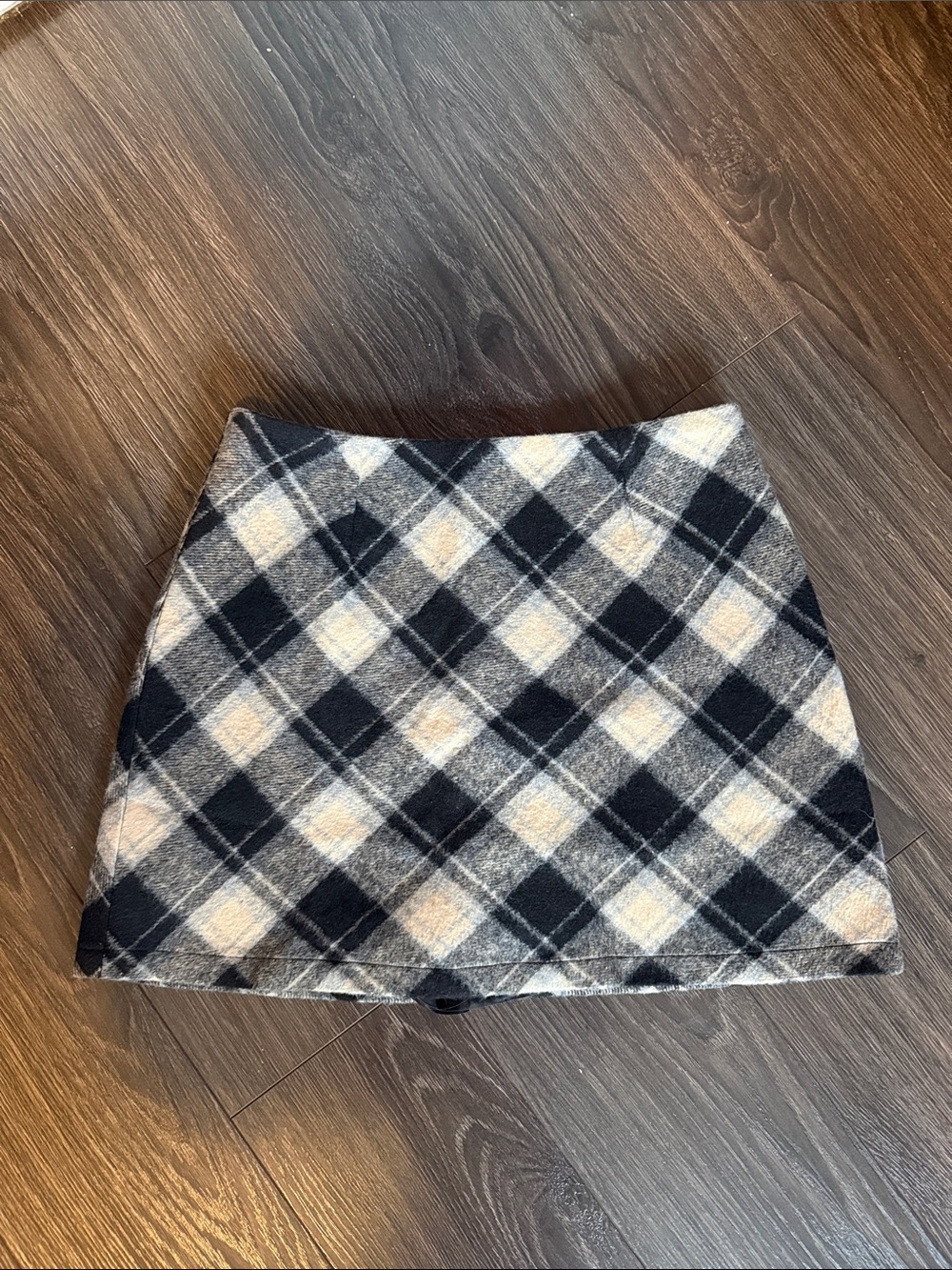 Cider Plaid Mini Skirt in Black and Cream